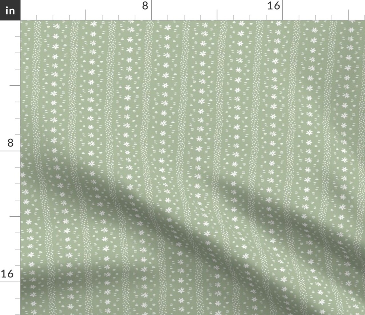 Dainty Floral Stripe Small Print Green Botanical Garden Bloom Meadow Wildflower Custom Printed Fabric by Spoonflower Various Fabrics by the Yard or Fat Quarter